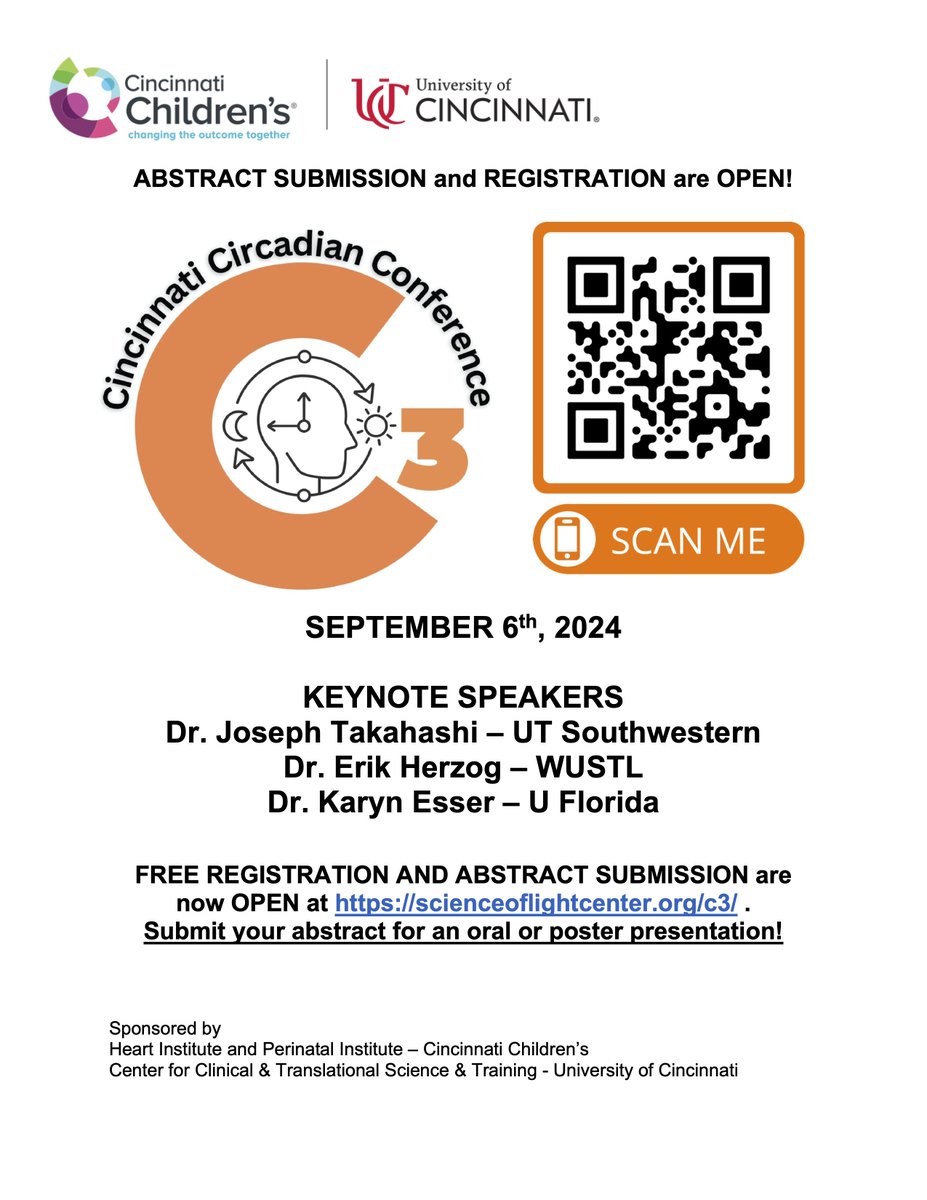 Mattia Quattrocelli (@mattiaquattro) on Twitter photo Abstract submission and registration are now open for our #C3 Cincinnati #Circadian conference on Sept 6th, 2024. Keynote speakers: <a href="/CircadianClocks/">Joseph Takahashi</a>, <a href="/ErikHerzog/">Erik Herzog</a>, @kaesser . Submit your abstract for an oral or poster presentation today! scienceoflightcenter.org/c3/ <a href="/CincyResearch/">Cincinnati Children’s Research</a> Abstract submission and registration are now open for our #C3 Cincinnati #Circadian conference on Sept 6th, 2024. Keynote speakers: <a href="/CircadianClocks/">Joseph Takahashi</a>, <a href="/ErikHerzog/">Erik Herzog</a>, @kaesser . Submit your abstract for an oral or poster presentation today! scienceoflightcenter.org/c3/ <a href="/CincyResearch/">Cincinnati Children’s Research</a>