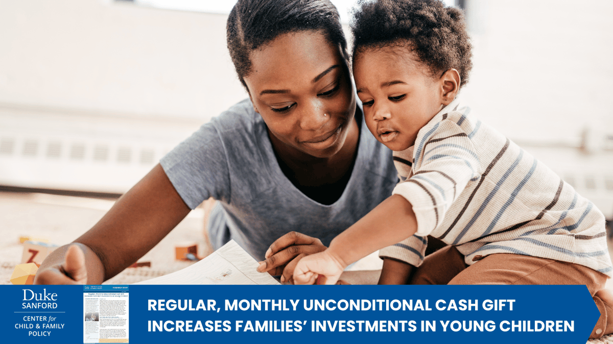 Center for Child and Family Policy (@dukechildpol) on Twitter photo New research from <a href="/Gen_Pov/">Lisa A. Gennetian</a> and the Baby’s First Years study shows that mothers receiving unconditional cash invest more time and resources in their children. Learn more: childandfamilypolicy.duke.edu/research-item/… New research from <a href="/Gen_Pov/">Lisa A. Gennetian</a> and the Baby’s First Years study shows that mothers receiving unconditional cash invest more time and resources in their children. Learn more: childandfamilypolicy.duke.edu/research-item/…
