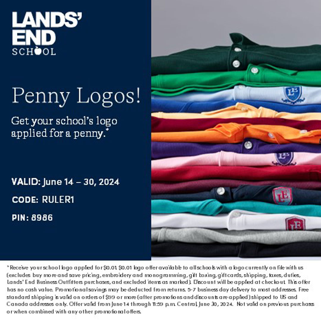 Lands' End Penny Logo Sale is here! 👕
Code: RULER1
Pin:8986