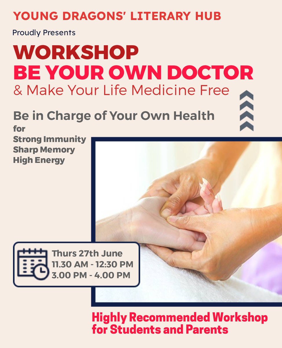 SwavikHealing's tweet image. ☯Be your own doctor. Get treatment done with natural and drugless therapy.
⏰Join me in Wokrshop on 27 June at 11:30 AM - 12:30 AM and 03:00 PM - 04:00 PM.

#traditionalmethod #alternativetherapy #acupuncturepoints #acupressurepoints #acupunctureheals #acupuncturetherapy