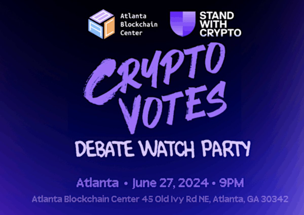 The 1st presidential debate is near! <a href="/standwithcrypto/">Stand With Crypto🛡️</a> is hosting a "Crypto Votes" event on the 26th to kick off election season, featuring <a href="/smoss/">Bow Wow</a> &amp; #DemFranchizeBoyz. On the 27th we will host a Debate Watch Party after our weekly OTC - already 100 people RSVP'd! See you there!