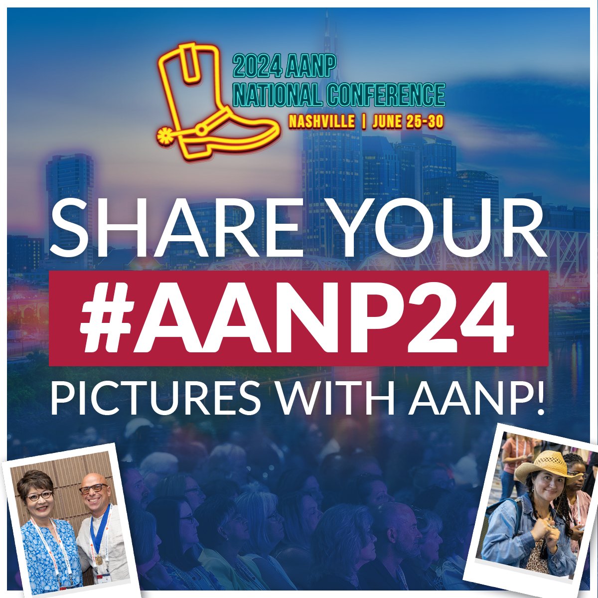 AANP_NEWS's tweet image. Welcome to Nashville, NPs! Share your pictures from national conference on social media using the hashtag #AANP24 and tag @AANP_NEWS for the chance to be featured on AANP's social media. Have a great conference! #NPsLead