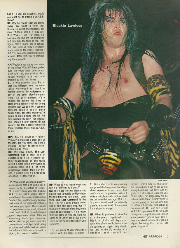 WASPOfficial's tweet photo. Hit Parader : 1986
#wasp #waspnation #blackielawless #AlbumOneAlive #hardrock #heavymetal #80smetal #wildchild #insidetheelectriccircus #thelastcommand #theheadlesschildren #thecrimsonidol #HitParader https://t.co/ogyIXJjUg1