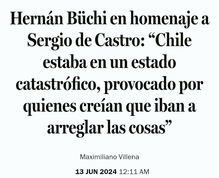 Bruj4delEste's tweet photo. CATASTRÓFICO‼️

💥EMPRESAS NO PRODUCÍAN
💥FISCO NO SABÍA DE CUENTA$
💥BC SIN ORDEN 
💥CONFLICTO POLÍTICO/SOCIAL y
💥1 PAÍS MUY POBRE

Ese fue el PUNTO DE PARTIDA,
desde donde el GOB. MILITAR inicia 
LA CONSTRUCCIÓN DE CHILE🇨🇱

"Pero a la gente se le olvida", explica
Hernán Büchi. https://t.co/9shbrhJ3UG