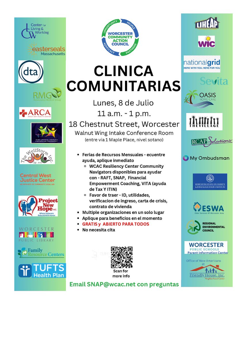 WCACinfo's tweet photo. We're just two weeks away from our next Community Clinic! Save the date and help spread the word! #BeCommunityAction https://t.co/hsLH1pYkrW