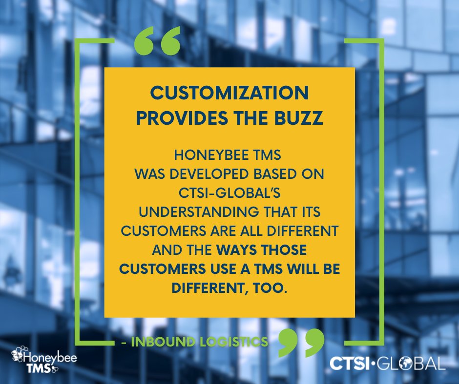 “Customization Provides the Buzz”: Read more about Honeybee TMS at <a href="/ILMagazine/">Inbound Logistics</a> 

inboundlogistics.com/articles/the-i…