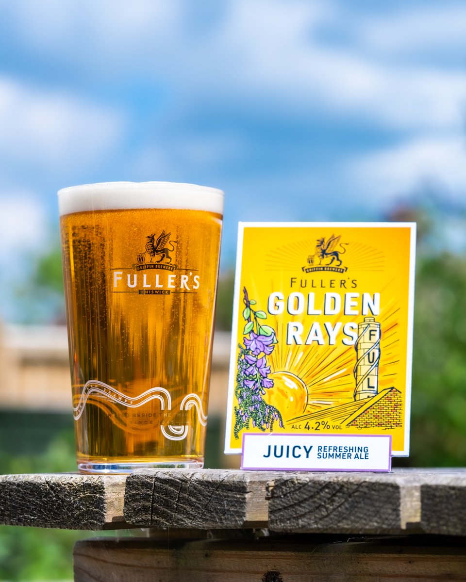 FullersBrewery's tweet photo. Our latest seasonal special welcomes the return of Golden Rays! โ๏ธ
Now starting to land in @Fullers pubs! Summer is but a sip away. ๐ป
#Fullers #FullersBrewery #GriffinBrewery #GoldenRays https://t.co/zs5vxkkRJz