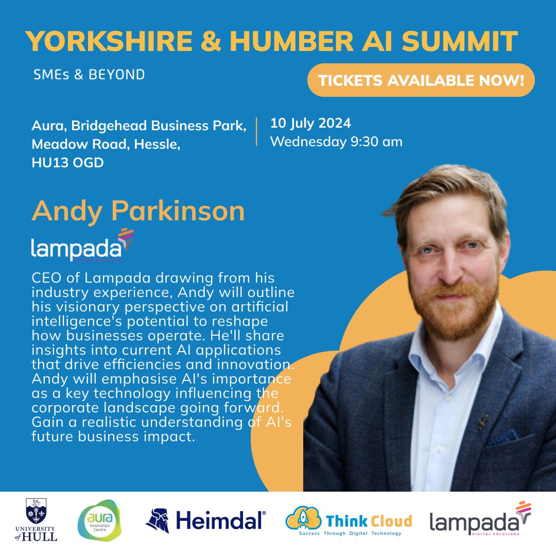 The Business Culture HEY (@thebchey) on Twitter photo ๐๐๐๐๐๐๐๐๐๐ & ๐๐๐๐๐๐ ๐๐ ๐๐๐๐๐๐
Join keynote speaker Andy Parkinson from Lampada Digital Solutions Limited as he delves into how artificial intelligence revolutionises business operations.
Click the link for full details. ow.ly/3XLB50SmeE8
#Hull ๐๐๐๐๐๐๐๐๐๐ & ๐๐๐๐๐๐ ๐๐ ๐๐๐๐๐๐
Join keynote speaker Andy Parkinson from Lampada Digital Solutions Limited as he delves into how artificial intelligence revolutionises business operations.
Click the link for full details. ow.ly/3XLB50SmeE8
#Hull