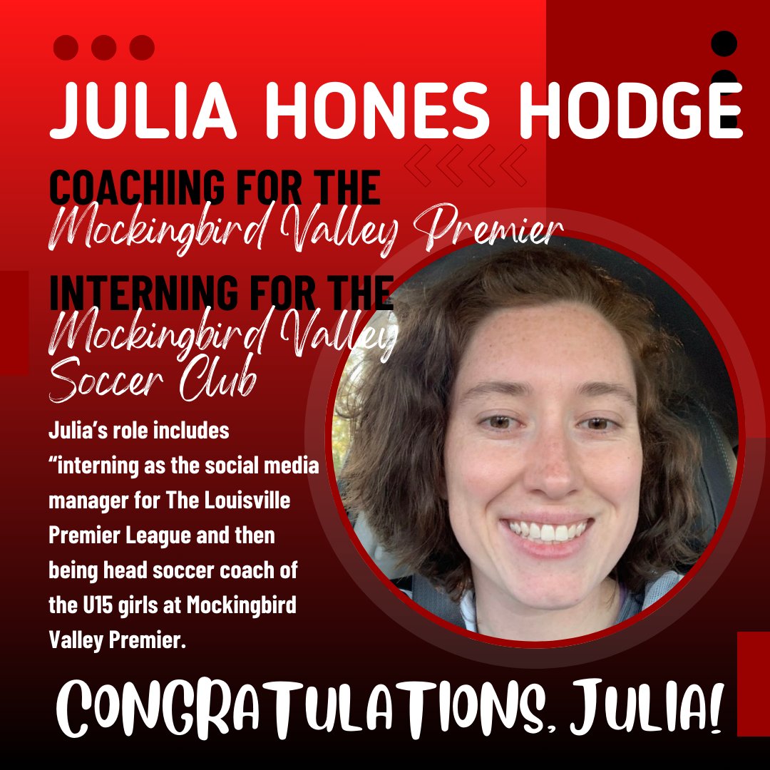 Returning to our superstar students, please join us in celebrating Julia! She is currently serving the Mockingbird Valley Premier and Mockingbird Valley Soccer Club! We are eager to watch her soar!