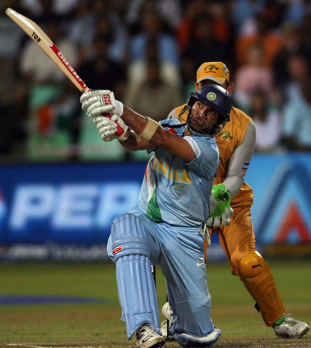 Cricketracker's tweet photo. Highest strike rate in an innings for India in T20 World Cups (minimum 30 balls faced)

233.33 - @YUVSTRONG12  [70(30) vs Australia, 2007]
224.39 - @ImRo45  [92(41) vs Australia, 2024]