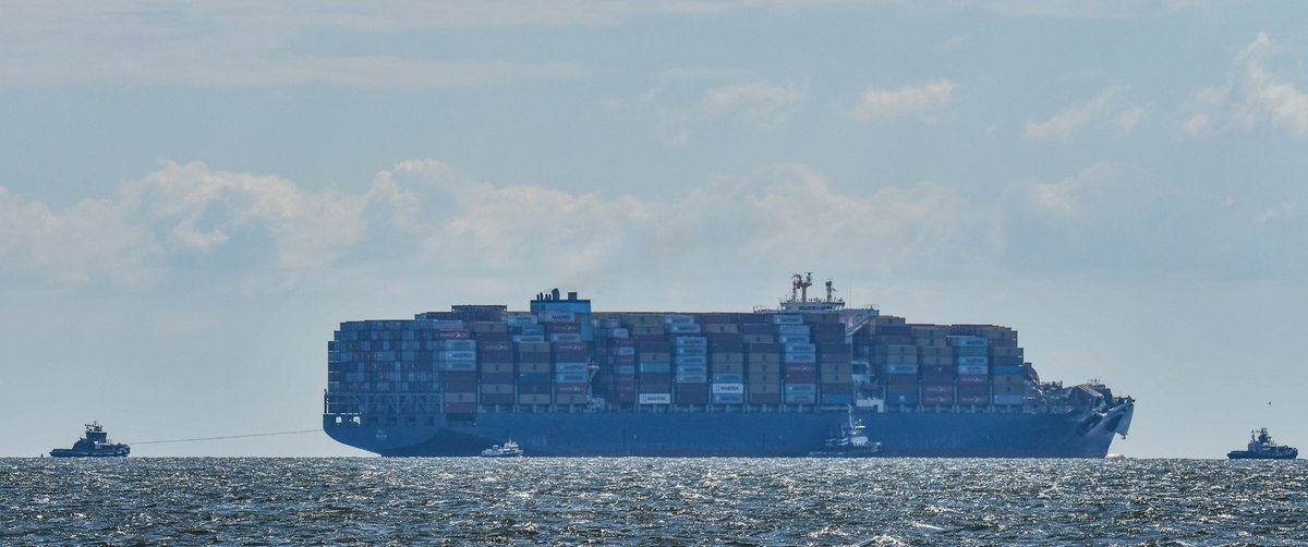 ByTheBayPhotos's tweet image. The Dali ship leaving Baltimore this morning on the Patapsco River.

#Baltimore #Maryland #KeyBridgeCollapse