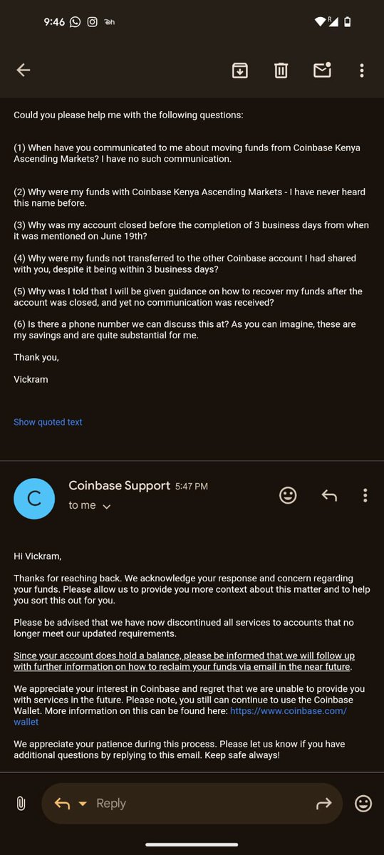 TariniSundar92's tweet photo. @brian_armstrong my husband's money has WITHOUT CONSENT been donated to the state of Wyoming and is attached to some other account. Your support team just keeps shutting the thread WITHOUT answering questions. It is not our account. Could you atleast please help us? @coinbase https://t.co/l6FeDghb3q