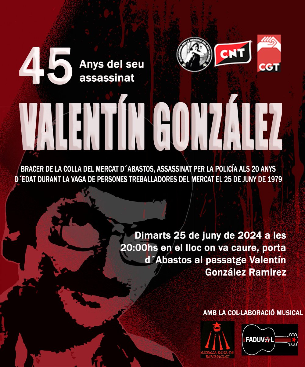 Quienes defendemos la memoria histórica y la libertad sindical estaremos mañana en el acto en recuerdo de Valentín González y de todas las personas que perdieron la vida en la lucha por un mundo mejor.