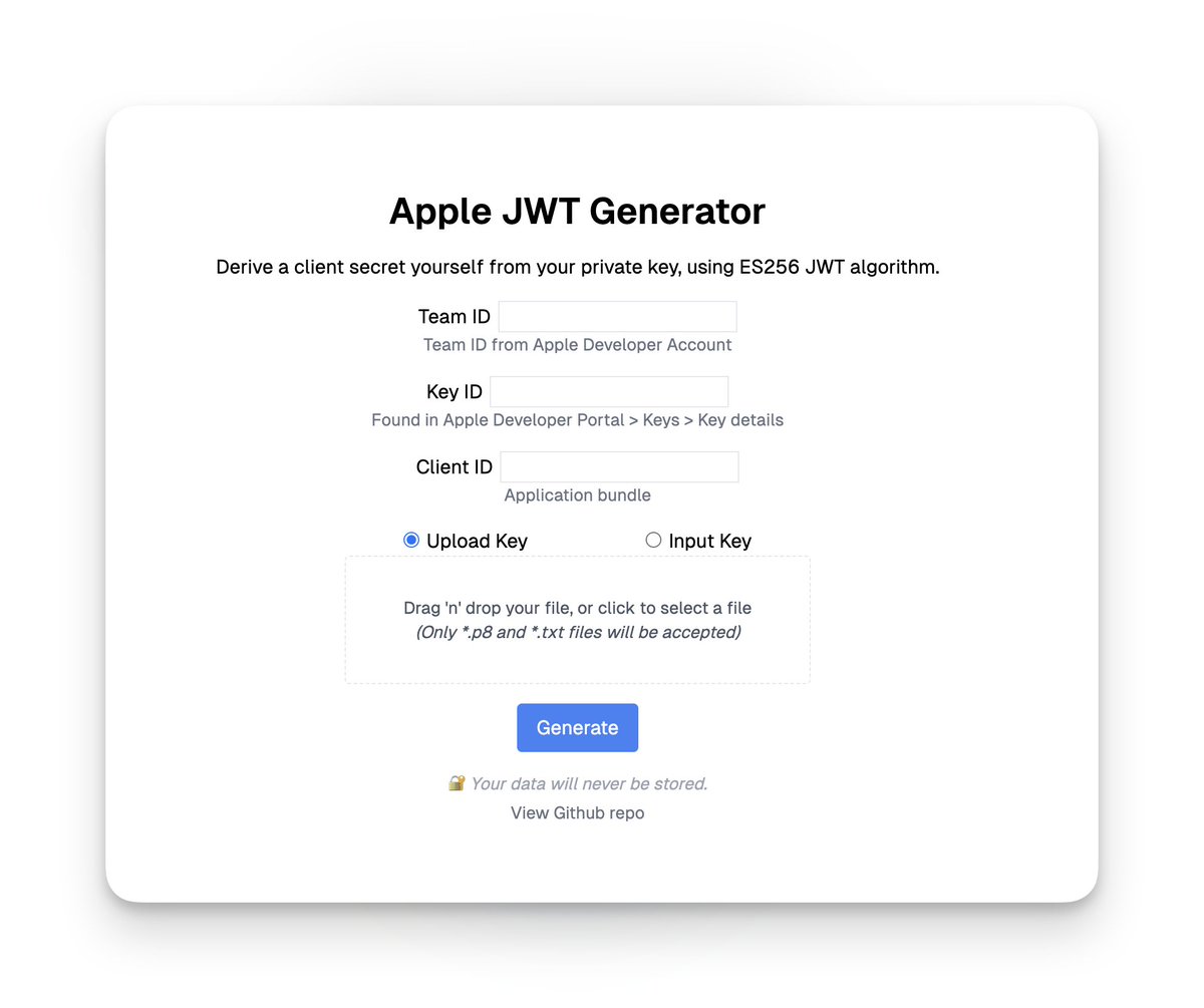 found this banger open source tool for dealing with apple's annoying jwt process
apple-jwt-generator.vercel.app
