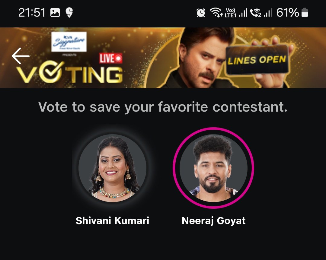 BiggBoss_Tak's tweet photo. Voted for #NeerajGoyat bhai. He deserves to stay inside the house compared to a gaon card. 

Comments - You voted for? https://t.co/f2GS6l6roB