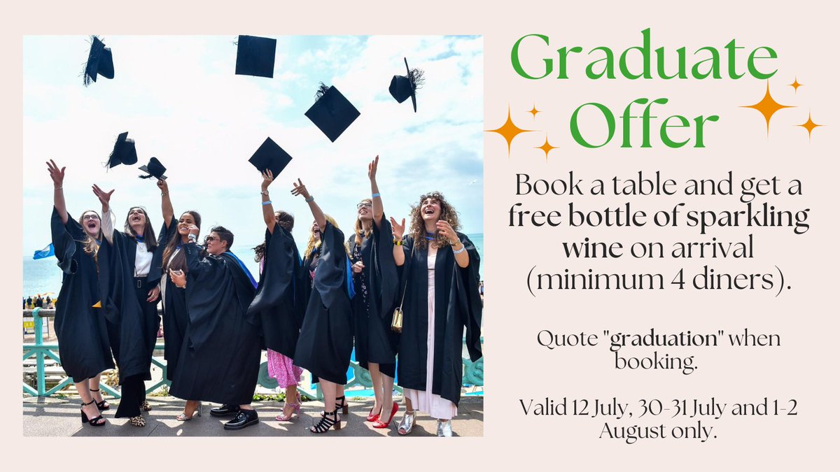 Curry Leaf Cafe (@curryleafcaff) on Twitter photo Free bottle of fizz for <a href="/SussexUni/">University of Sussex</a> and <a href="/uniofbrighton/">University of Brighton</a> graduates! 🥂 Just quote 'graduation' when booking. Free bottle of fizz for <a href="/SussexUni/">University of Sussex</a> and <a href="/uniofbrighton/">University of Brighton</a> graduates! 🥂 Just quote 'graduation' when booking.