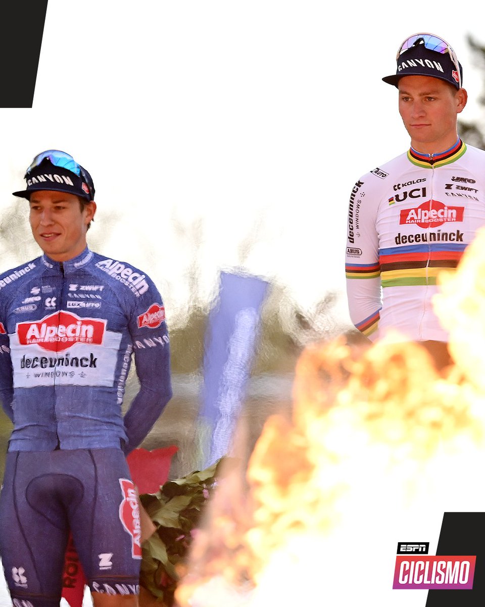 ESPNCiclismo's tweet photo. Siempre juntos para la batalla ⚔️
Jasper #Philipsen y Mathieu #VanDerPoel protagonizan la nómina del #AlpecinDeceuninck para el #TDF2024. Además, estarán acompañados por: #Vermeersch, #Dillier, #Ghys, #KraghAndersen, #Laurance y #Rickaert. https://t.co/AZ76cqkLnt