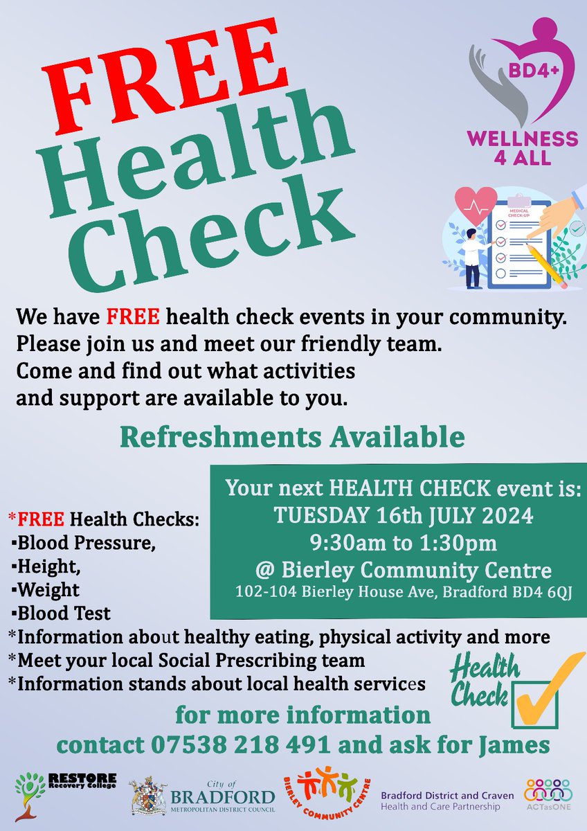 #healthcheck #bd4 #bradford <a href="/lethem29/">Angela Moulson</a> <a href="/AbidaRafiq4/">Abida Rafiq</a>