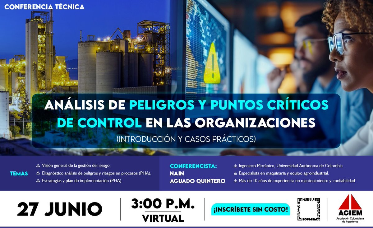 naguado's tweet photo. Inscríbase en Análisis de peligros y puntos críticos de Control en las organizaciones (introducción y casos prácticos). Junio 27. 3pm el 27 de jun. de 2024, 3:00 PM -05 a través del siguiente enlace:
https://t.co/dRzNtvWW6a https://t.co/qECOzPB2fk