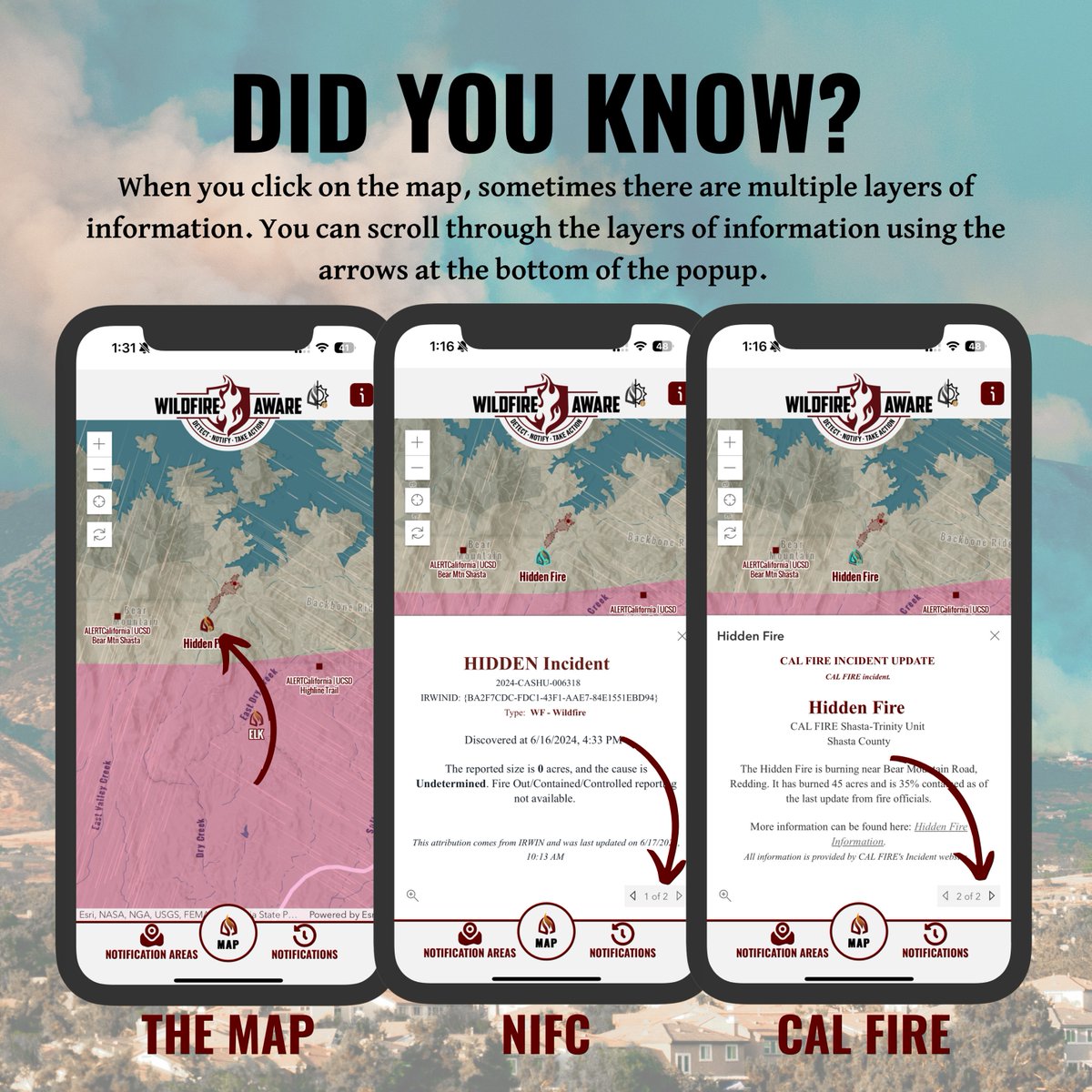Wildfire Aware has only authoritative data sources. Sometimes, this information isn't perfectly synced, but you can quickly move between the data sources to get the most up-to-date authoritative information available.
#WildfireAware #PublicSituationalAwareness