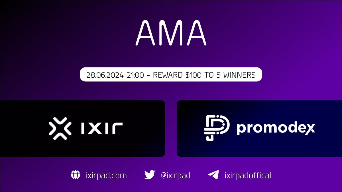 🗓️Mark Your Calendars!!!🗓️

Join us for an exciting #AMA (Ask Me Anythink) sessions with upcoming İDO partner project <a href="/promodexio/">Promodex.io</a> 🎉

We will discuss Promodex and more. 

🎁Rewards:  100$
🏅Winner.  :  5

Join: t.me/ixirpadtr and wait for AMA

$PROMO  #Promodex #AMA