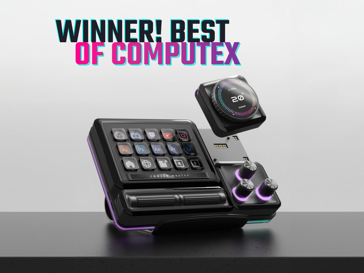 CoolerMasterEXP's tweet image. Hey creators, check out the
MasterHUB! This ultimate modular system lets you
swap from streaming to editing on the fly, with
magnetized modules and 15 customizable IPS keys.
Hassle not included.

#CoolerComputex