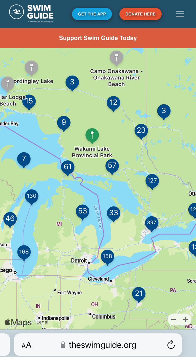 waterkeepermark's tweet image. Looking for a place in Great Lakes St Lawrence watershed to swim this week??   At @swimdrinkfish we get asked all the time where to swim, is it safe to swim and how to keep beaches clean. Easy answer — check theswimguide.org and Find Your Beach. #biinaagami