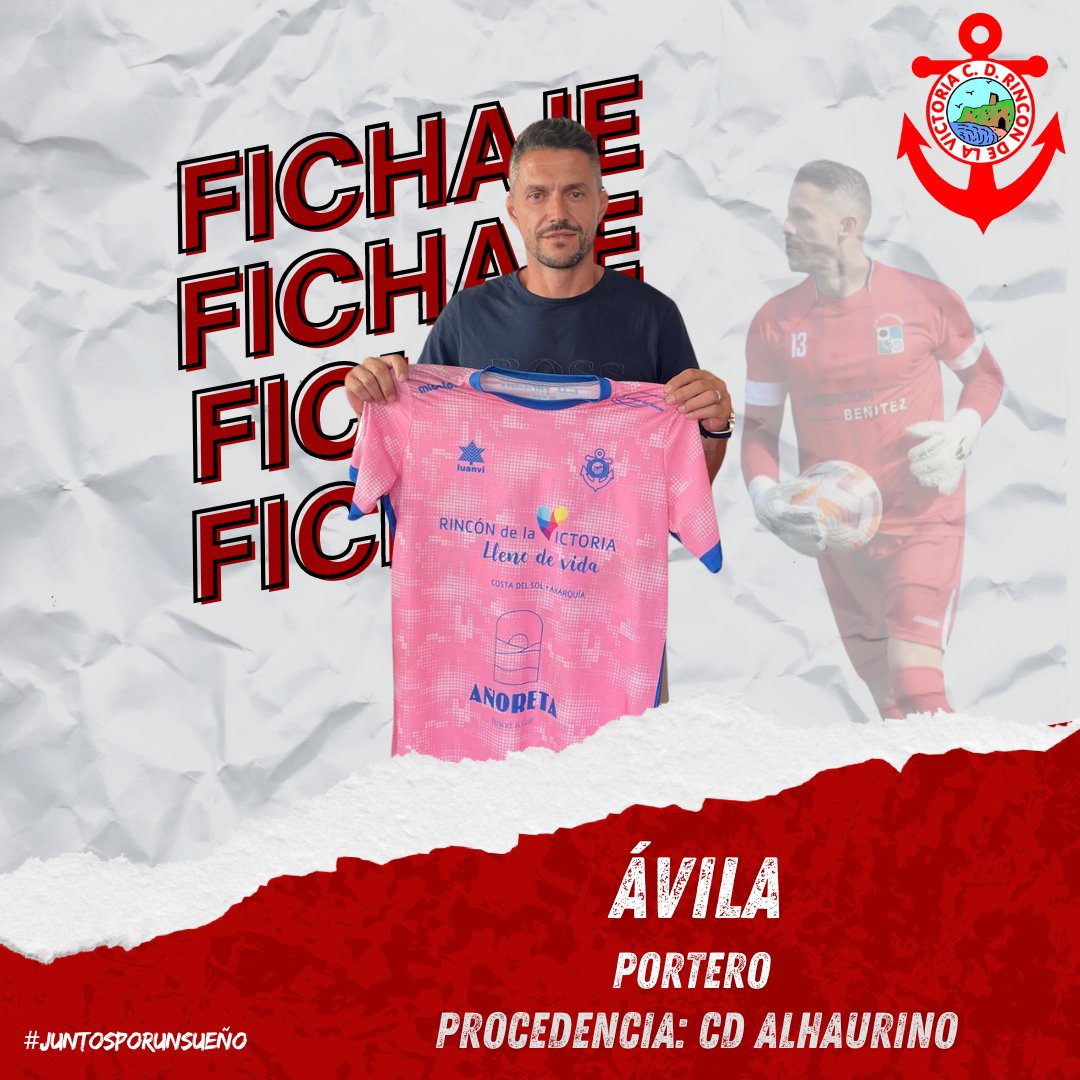🔴 𝘼𝙑𝙄𝙇𝘼 - 𝙉𝙐𝙀𝙑𝙊 𝙁𝙄𝘾𝙃𝘼𝙅𝙀 🔴

ℹ️ <a href="/ma13_Avila/">Ávila</a> se convierte en nuevo jugador del #CDRincón.

👉🏽 El portero de 39 años llega a nuestro equipo procedente del <a href="/CD_Alhaurino/">Club Deportivo Alhaurino 🇪🇸</a>.

👏🏽 ¡BIENVENIDO A TU NUEVA CASA!

#JuntosPorUnSueño🔴⚓️