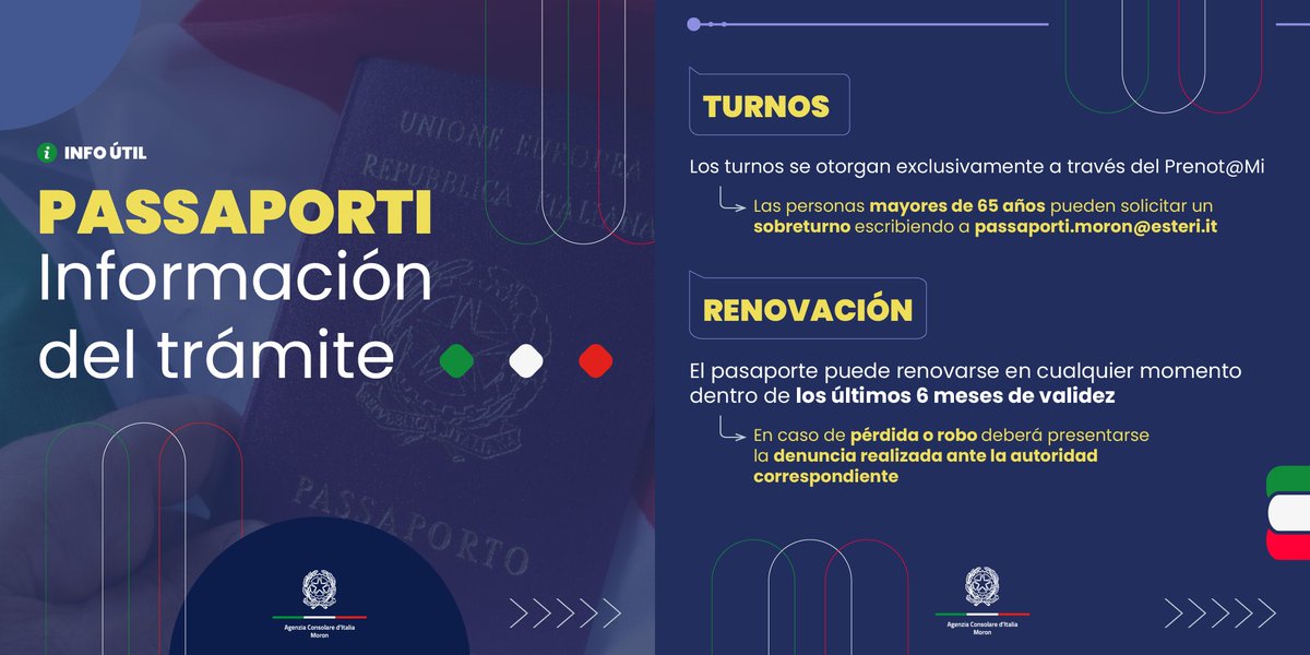 MoronItaly's tweet photo. #InfoUtil ¿Tenés que tramitar tu pasaporte? ✈️ ¡Mirá estos consejos!

(1/2) 🧵 https://t.co/QBEtS6vqDR