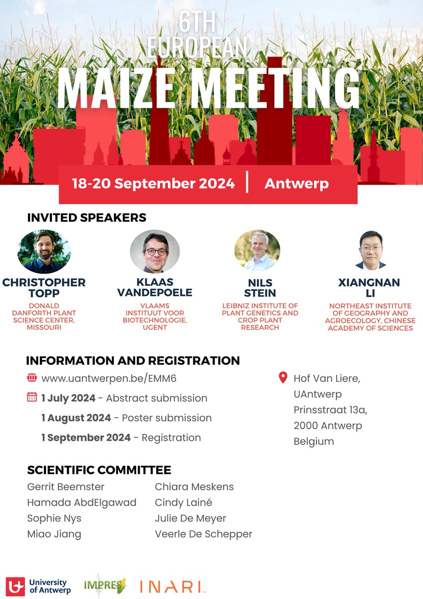 Registration for the 6th European Maize Meeting is now open. The meeting will occur from September 18-20, 2024, at the University of Antwerp! Open to PhD students, Post-docs, Research Scientists, and PIs in maize research. 

More info: uantwerpen.be/EMM6