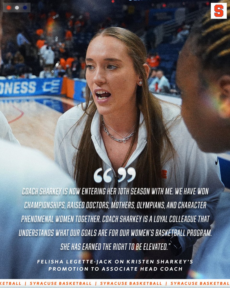 Syracuse Women's Basketball (@cusewbb) on Twitter photo Please help us congratulate <a href="/KSharkey25/">Kristen Sharkey</a> on being promoted to Associate Head Coach of the Orange🍊
Read More: bit.ly/3RGefLg Please help us congratulate <a href="/KSharkey25/">Kristen Sharkey</a> on being promoted to Associate Head Coach of the Orange🍊
Read More: bit.ly/3RGefLg