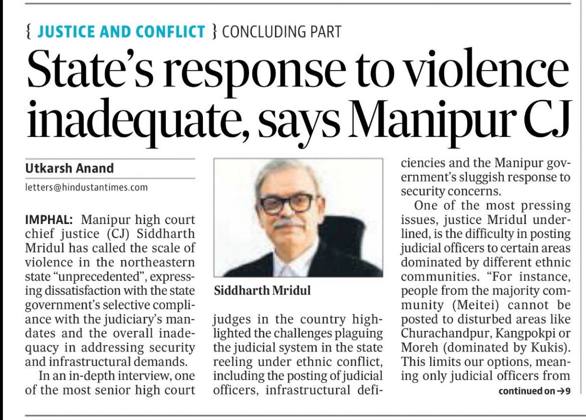 sukhwinderkotli's tweet photo. Chief Justice Manipur HC speaks truth to power. Shameful that the Manipur CM continues to dodge accountability.
@BJP4India @BJP4Manipur @INCIndia #Manipur #ManiourViolence #ManipurNews #LokSabhaElections2024 #ElectionsResults #RahulGandhi #AkhileshYadav #NDA #INDIAAlliance #Sansad