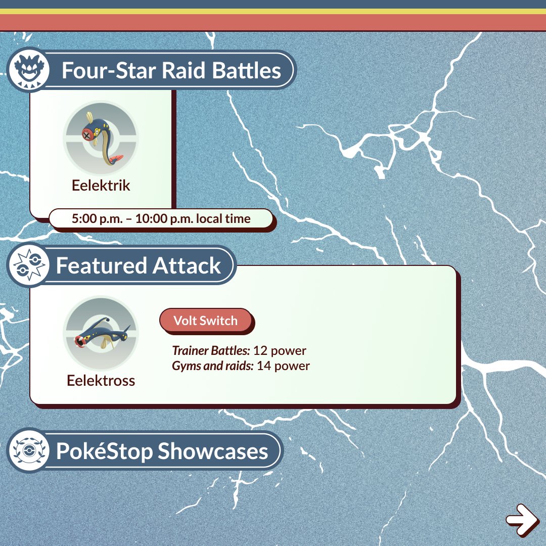 PokemonGoApp's tweet image. Tynamo, the EleFish Pokémon, will be swimming into #PokemonGOCommunityDay on July 21  from 2:00 p.m. to 5:00 p.m. local time. ⚡️

pokemongolive.com/post/community…