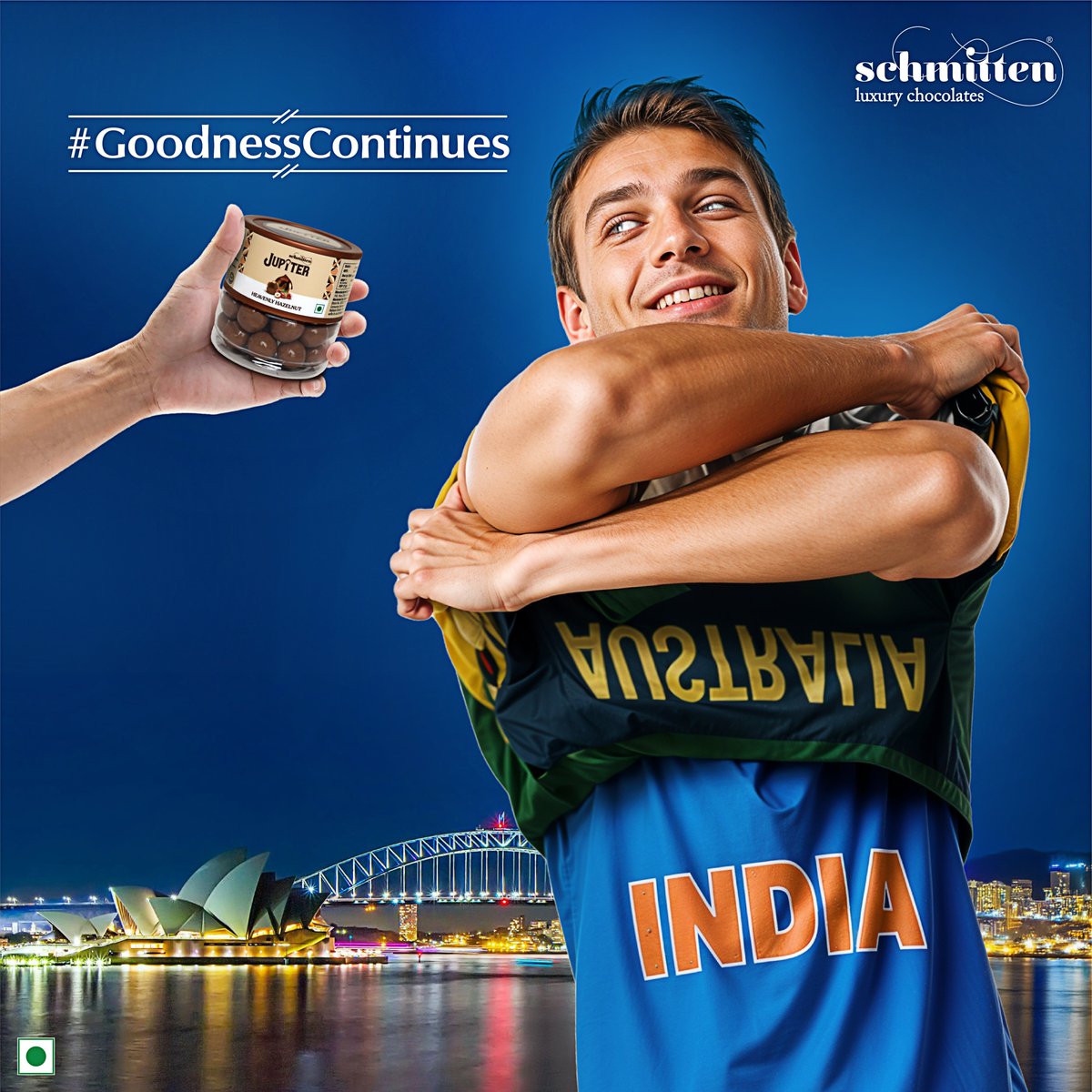 Schmitten_Choco's tweet photo. Cricket giants collide as India takes on Australia in the Super 8! 🏏 Elevate your excitement with JUPITER - Pan Coated Premium chocolate shots. Sweeten every thrilling moment with Schmitten! 🍫💙

.
#Schmitten #SchmittenChocolates #JupiterShots #PanCoated #PremiumChocolates https://t.co/TEbg6rHS6R