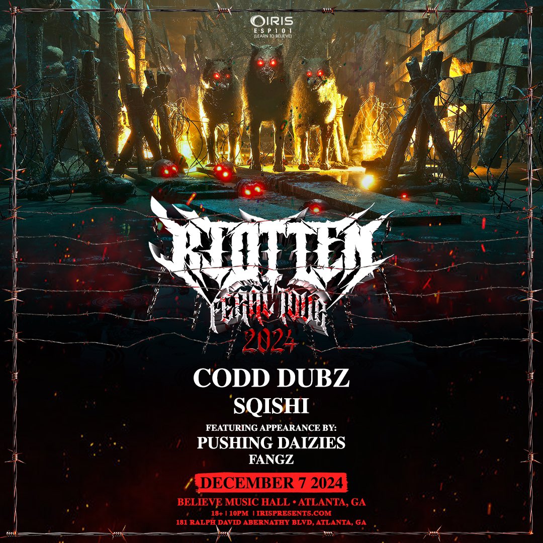 ☠️ SHOW ANNOUNCEMENT☠️

Calling all “Rail Breakers” ‼️ Riot Ten is bringing the Feral tour to ATL on December 7th😈 Tag someone who’s always down to headbang below!🤯

Heads up!! Presale goes on sale 6/25 @ 1pm with code: FERAL &amp; Tickets go on sale 6/27 @ 10am!!🎟️