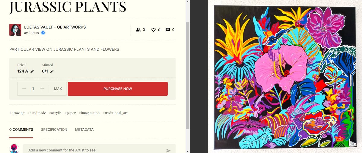 LuetasNFT's tweet photo. JURASSIC PLANTS
PARTICULAR VIEW ON JURASSIC PLANTS AND FLOWERS

#Handmadeartwork
Minted in @KreatePlatform 

Mint Price : 124 ₳
https://t.co/2w8KIYQMaz

#luetasart #spasmodicsurrealism #fractalsurrealism #luetasnft #oneiricsurrealism #cardano #nftart https://t.co/N5eb2KR6OR