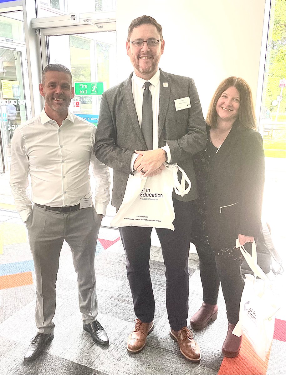 darcyprior's tweet photo. Finally got to meet the amazing Chris Goodall @mrradburn and the AI rock god that is @scottdhayden in person today at the @ai_ineducation Conference after only ever speaking via screens! Of course, time spent with @Ranga_EDU is always just a big bonusβ¦ π @DFGEurope #WeAreDFG https://t.co/uySqFzcntT