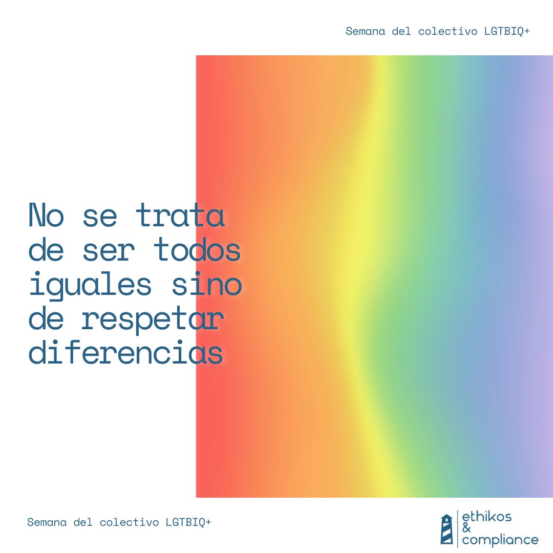 🌈 ¡Únete a la celebración! 🌈

Hoy iniciamos la Semana del Colectivo LGTBIQ+. En Ethikos&amp;Compliance apoyamos la igualdad, diversidad y la inclusión.

#EthikosandCompliance #OrgulloLGTBIQ+ #Diversidad #Inclusion #Igualdad
