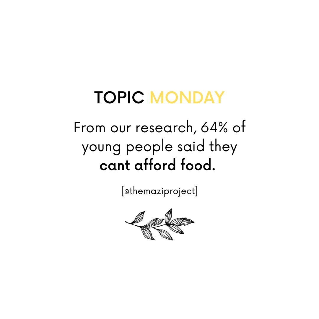 📣Topic Monday 📣 64% of young people can't afford food 😔 The MAZI Project provides free meal-kits to 16-25-year-olds in Bristol ⭐ Support our #crowdfunder today 🙏 #mazi #bristol
