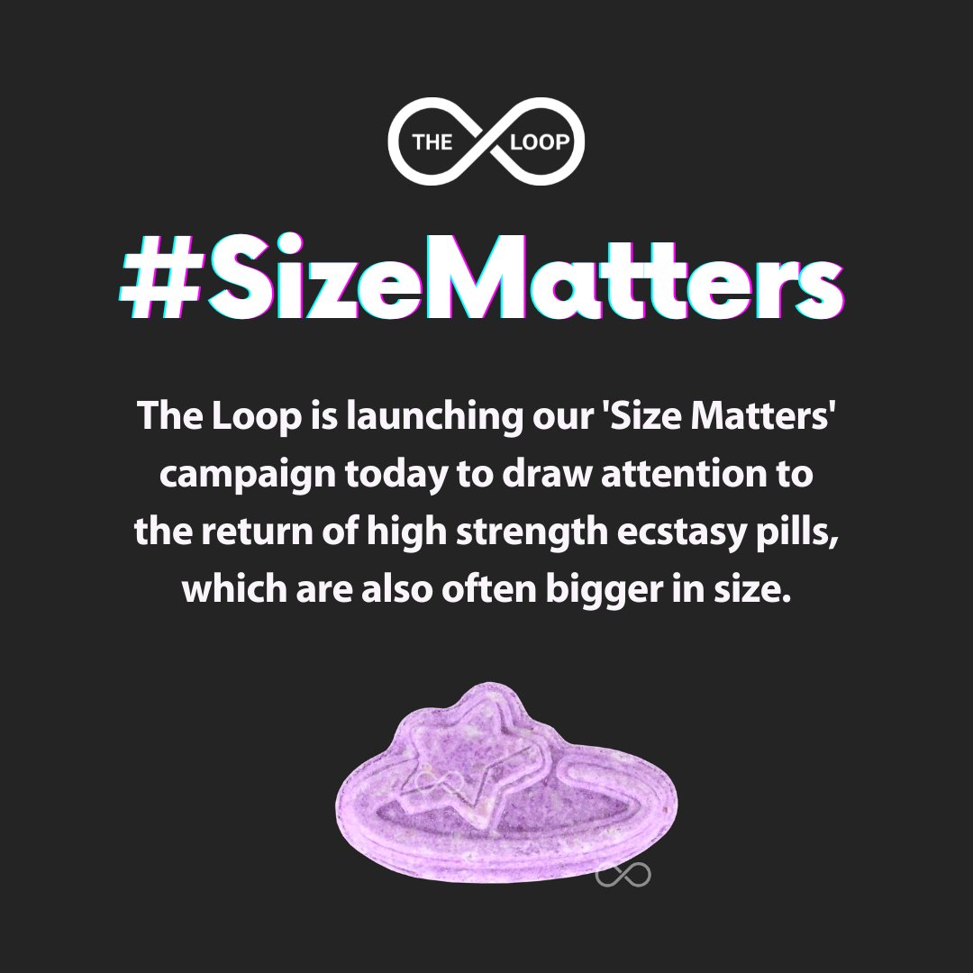 WeAreTheLoopUK's tweet image. The Loop's testing suggests the MDMA market is changing:
*Average pill strength increased to &amp;gt;180mg MDMA
*The proportion of stronger pills increased to &amp;gt;1 in 10 with 250+mg
*Bigger pills often indicate high strength &amp;amp; the need for extra caution
#SizeMatters
#TakeQuarterSipWater