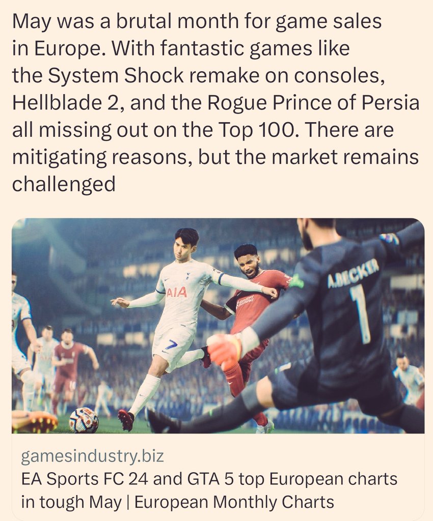 GameOverThirty's tweet image. Look, I want games to sell as much as anyone, especially these interesting, unique titles.

But that&apos;s the thing...

You can can&apos;t expect niche titles to drive game sales. 

Let&apos;s be a little more realistic about expectations. No one thought #SystemShock2 is moving mass market…