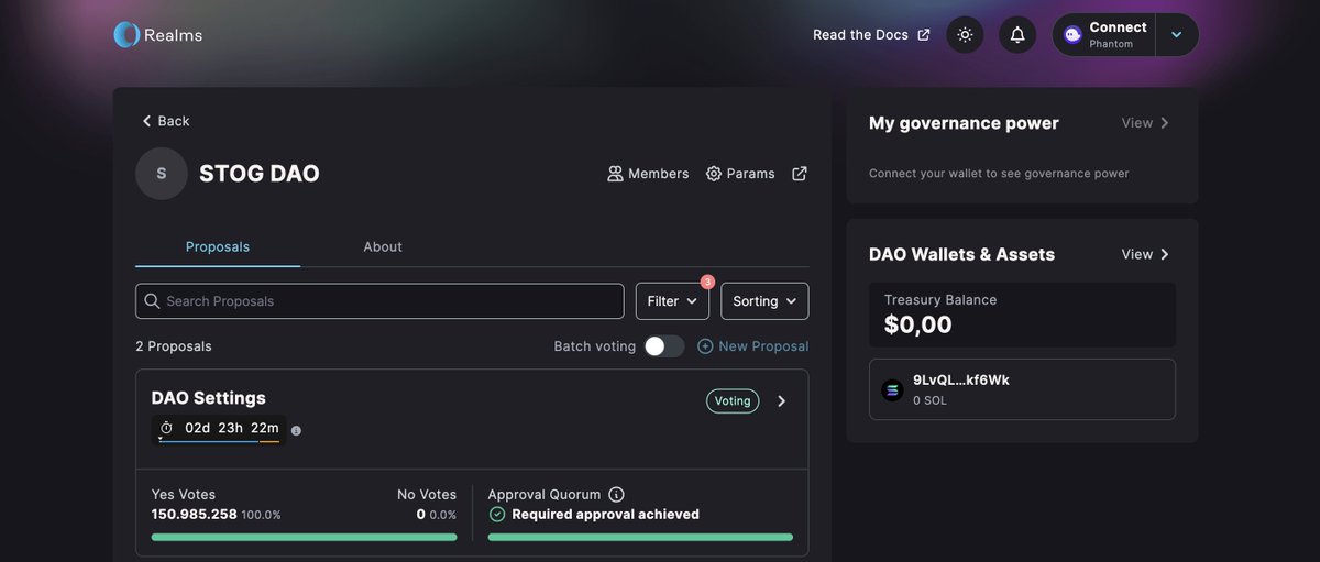 StoogesOfficial's tweet photo. Introducing STOG DAO w/ @Realms_DAOs 

The community will be able to launch proposals, manage the future treasury of the project and much more

➡️ Where should the 125 million $STOG available be allocated?

https://t.co/kC0HHLL9wC https://t.co/9kmRmtmWek