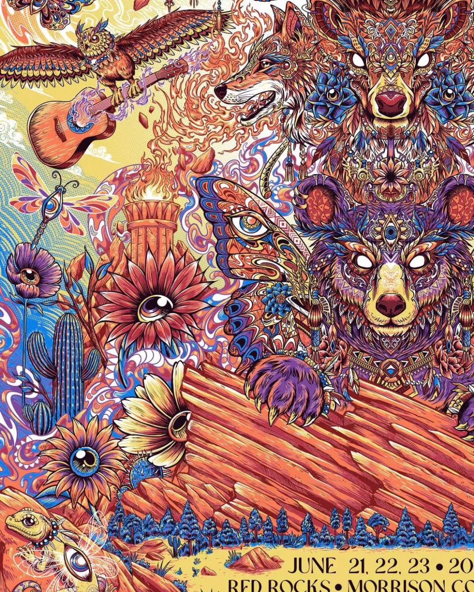 jml2art's tweet photo. My limited edition new Widespread Panic official posters for the show in Red Rocks. Alternative color are now available you can grab one here 

 https://t.co/SBFL3EhEK3 https://t.co/rlb9iHSzLw