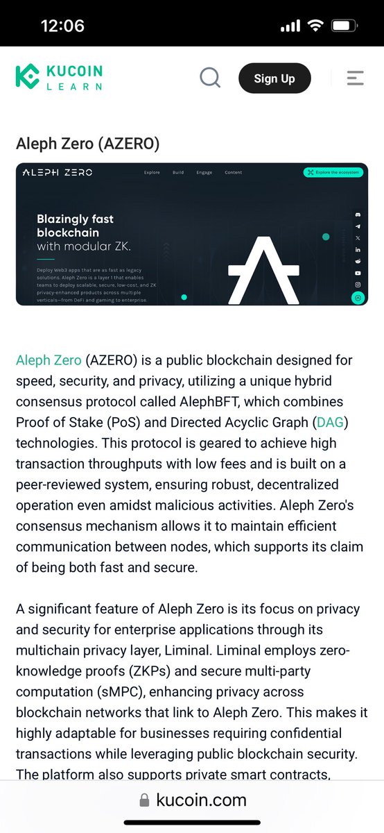 inkwhale_net's tweet photo. Kucoin features @Aleph__Zero as one of the top notch #Zk blockchains along with Polygon hermex, Mina protocol, Immutable X, dYdX, Loopring, Horizen, ZCash, WorldCoin and Marlin

https://t.co/xYfWsX8Faz https://t.co/hdOROjqGS8