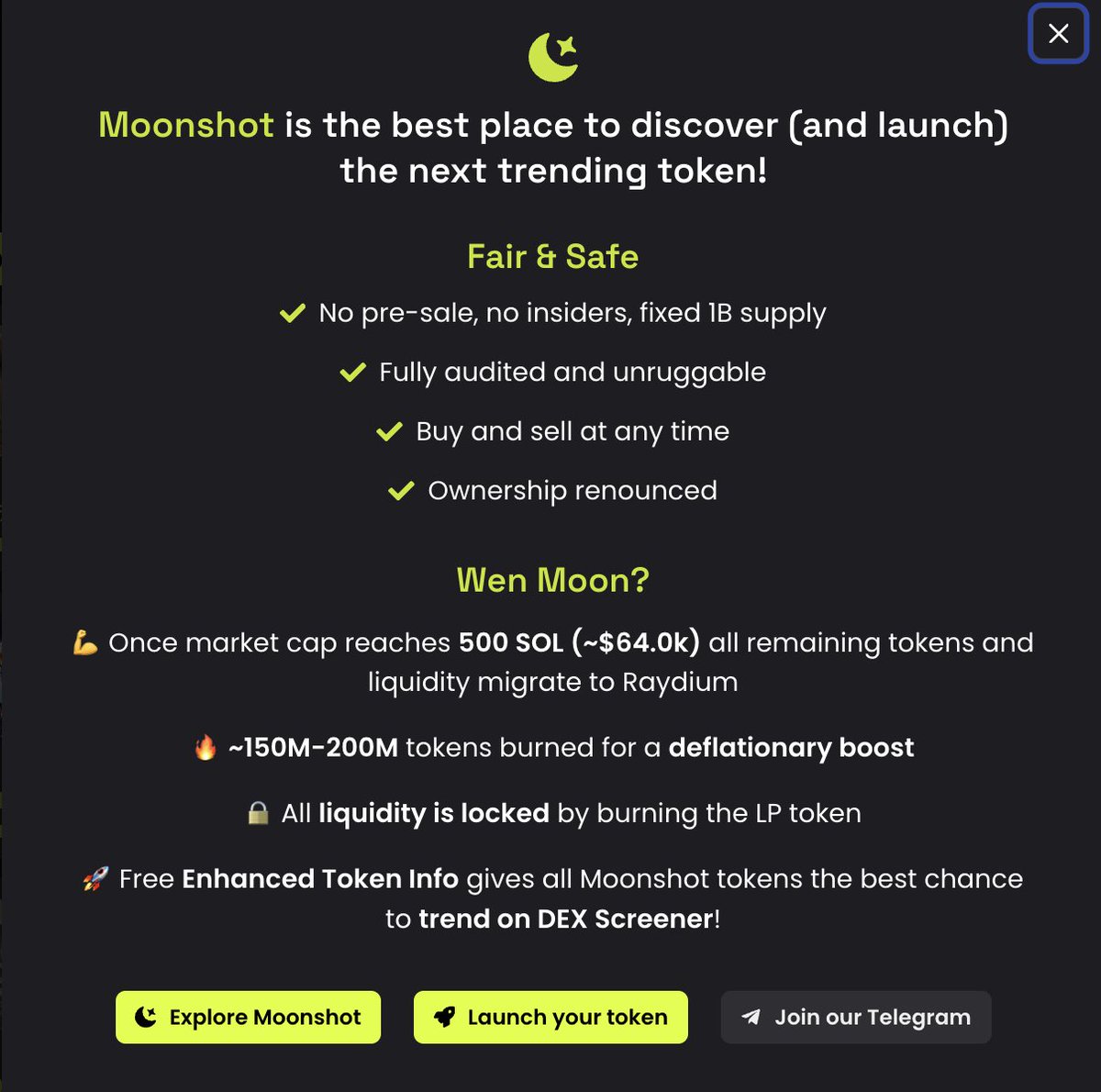 DEX Screener推出代币发行交易平台“Moonshot” DEX Screener推特发文称，Moonshot没有X账户，用户应谨防诈骗。