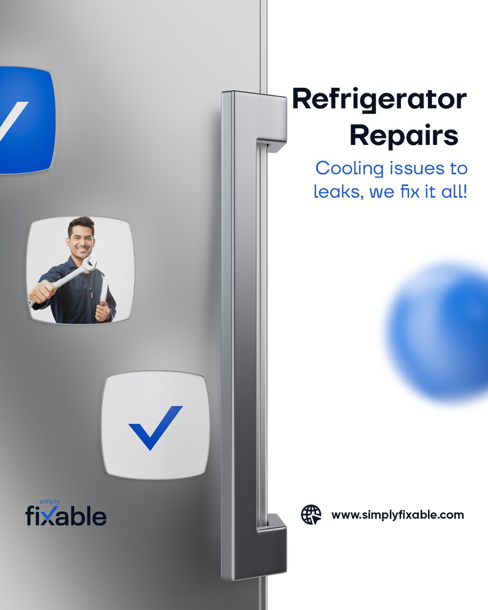 Simply_Fixable's tweet image. 🔧 New Service Alert! 🧊

Simply Fixables now offers expert Refrigerator Repairs! From cooling issues to leaks, we handle it all. Don&apos;t let a faulty fridge spoil your day – contact us for fast and reliable service.
_
#RefrigeratorRepair #HomeApplianceService #SimplyFixable
