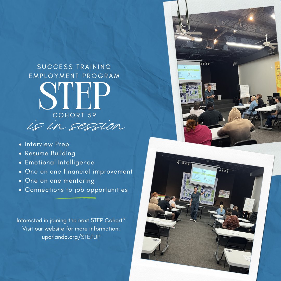 STEP is in session 🍎 🎓 📚 

Cohort 59 is underway, but the opportunity to join our next Cohort awaits. 
Visit our website for more information: uporlando.org/STEPUP