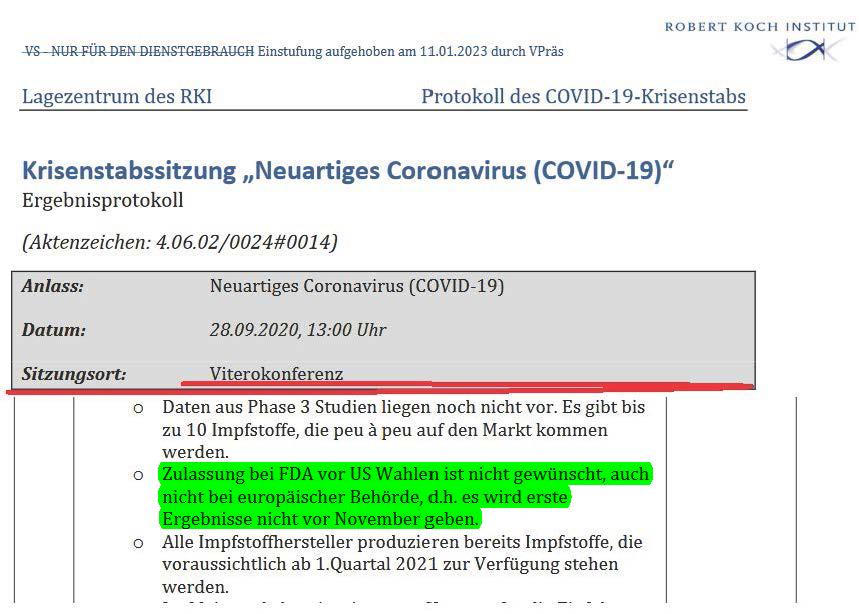 RKI beeinflusste US-Wahlen
Am 9.12.2020 stand Joe Biden als Wahlsieger fest. Nur zwei Tage später erhielt Pfizer die Notzulassung. Das RKI ist nicht nur Presseamt der Regierung, sondern wirkte sogar bei der Verhinderung eines Wahlsiegs von Trump mit.

Hintergrund: Nach