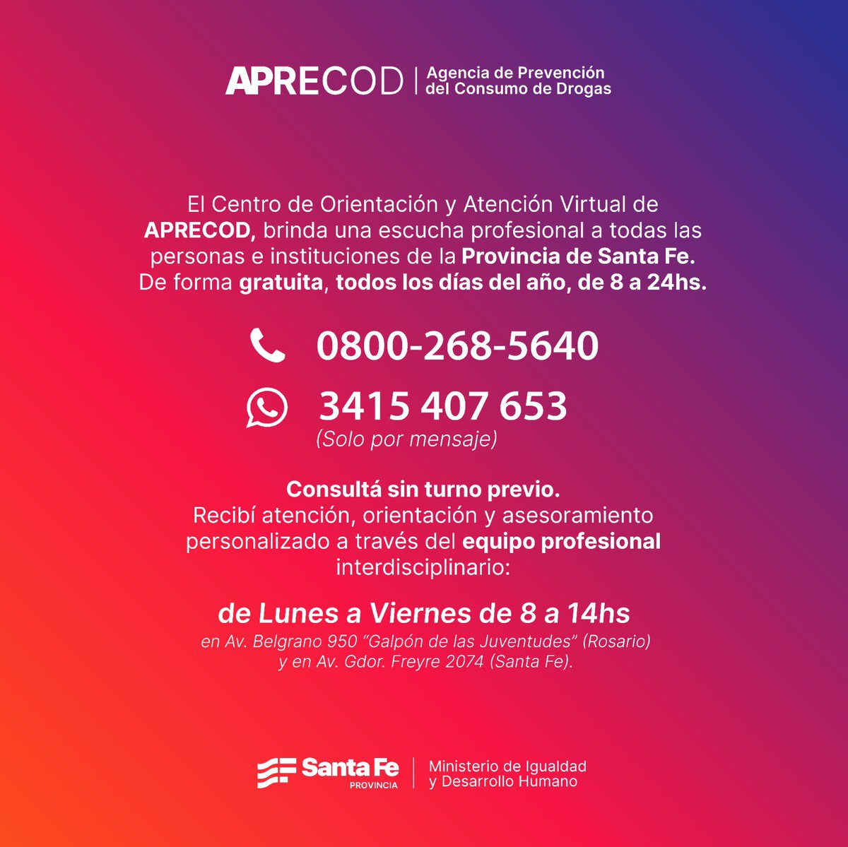 Gran trabajo de la nueva <a href="/aprecod/">APRECOD</a> Santa Fe!!! 

Continuamos trabajando en #prevenciondedrogas y #acompañamientoaladicto