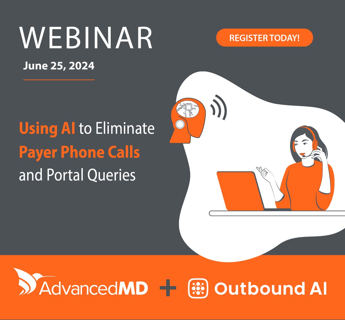 Outbound AI (@outboundai) on Twitter photo Don’t miss out! Learn how <a href="/OutboundAI/">Outbound AI</a> is able to eliminate payer phone calls, portal queries and faxed document exchanges. Join us for a webinar in collaboration with our newest connector partner, <a href="/AdvancedMD/">AdvancedMD</a>.
Register: info.advancedmd.com/OA-Using-AI-to… Don’t miss out! Learn how <a href="/OutboundAI/">Outbound AI</a> is able to eliminate payer phone calls, portal queries and faxed document exchanges. Join us for a webinar in collaboration with our newest connector partner, <a href="/AdvancedMD/">AdvancedMD</a>.
Register: info.advancedmd.com/OA-Using-AI-to…